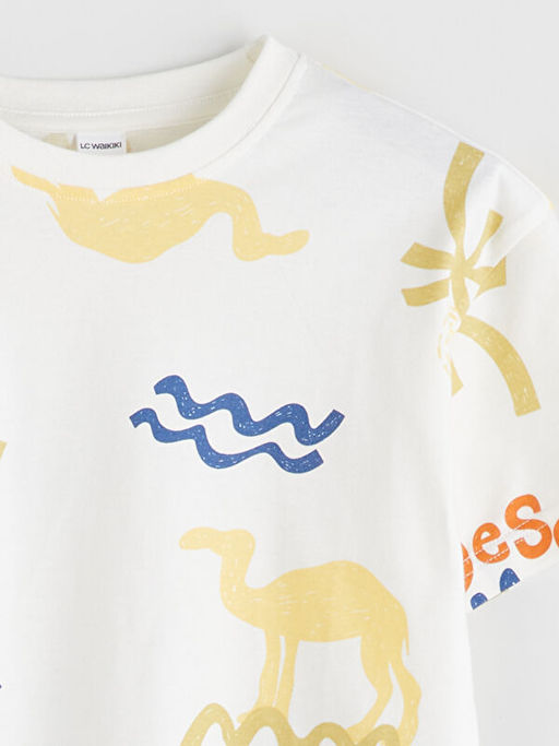 Bisiklet Yaka Bask?l? Erkek ?ocuk Ti??rt