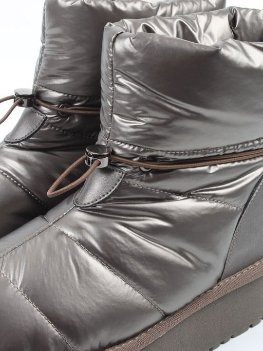 04-WA003-3M GRAY/BRONZE Ботинки зимние женские (натуральная кожа, курточная ткань, 100% шерсть)