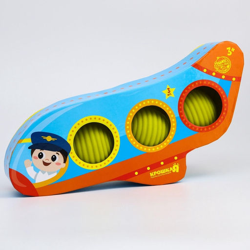 Развивающие тактильные мячики Крошка Я «Самолет», с пищалкой, в наборе 3 шт.