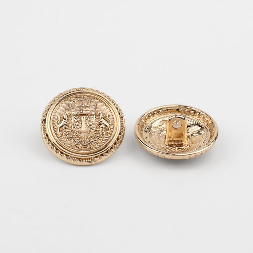 Пуговицы на ножке «Корона», металлические, d=20 мм, набор 5 шт., цвет золотой