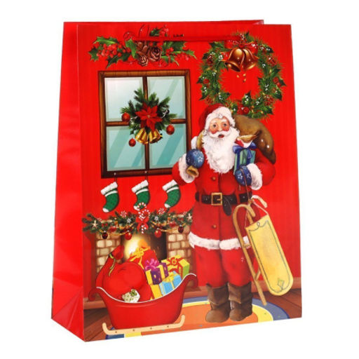 Цена за 12 шт. Пакет подарочный 26x32x9см / 447S /уп 12/960/Новый год - Галеонтрейд фото 3