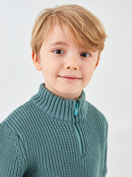 Dik Yaka Basic Uzun Kollu Erkek ?ocuk Triko Kazak - Waikiki фото 2