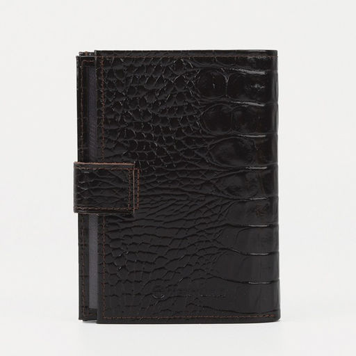 Обложка для автодокументов и паспорта на кнопке, цвет коричневый - Textura фото 2