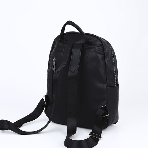 Рюкзак женский из искусственной кожи на молнии, 2 кармана, цвет чёрный - Simaland фото 2