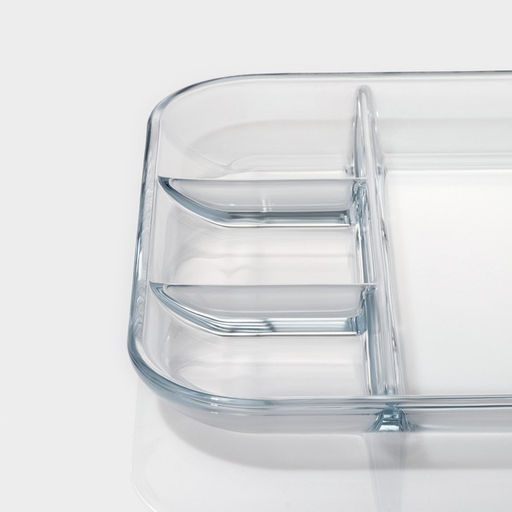 Менажница для запекания Доляна, 4 секции, жаропрочное стекло, прозрачная