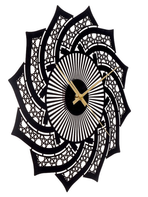 Часы настенные интерьерные «Вихрь», бесшумные, плавный ход, d=40 см, металл, чёрные