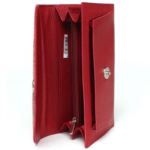 Портмоне женское Croco-ПР-958 натуральная кожа 2 отд, 8 карм, красный питон/красный флотер (11/001/113) 236251  фото 3