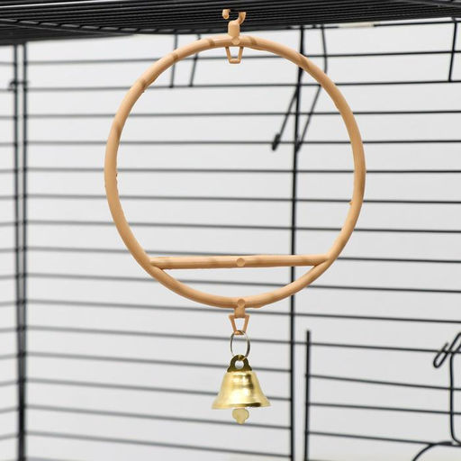 Качели для птиц круглые d 11,5 см, с колокольчиком, бежевые - Пижон фото 7