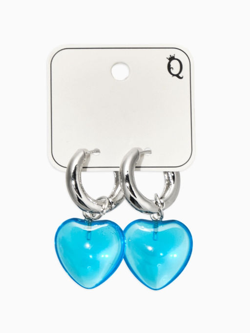 Серьги со съёмным элементом "Сердце", цвет голубой в серебре