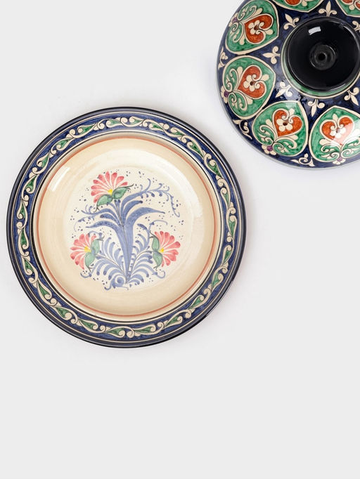 Блинница узбекская Риштанская Керамика «Цветы», d=32 см, керамика, синяя