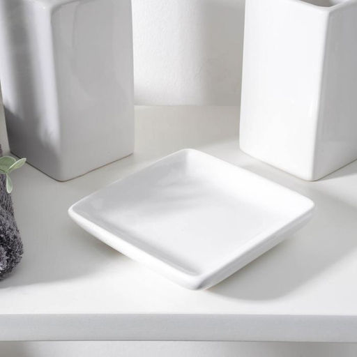 Аксессуары для ванной «Лодж», 3 предмета: мыльница, дозатор для мыла 350 мл, стакан, белые