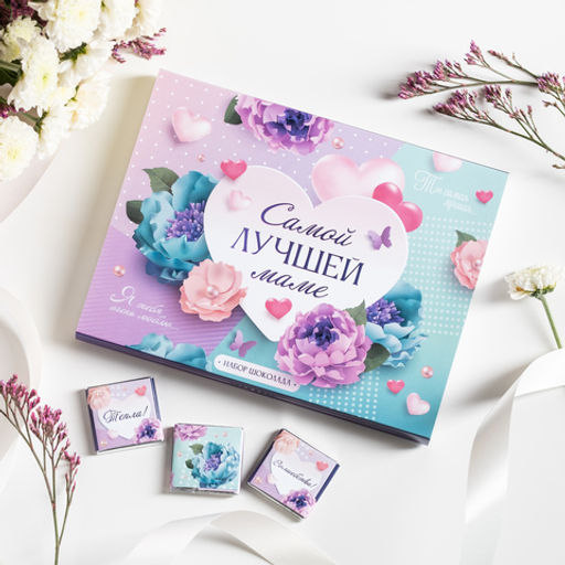 Набор 12 шоколадок Самой лучшей маме (сиреневый с цветами) - 8 чудо фото 2