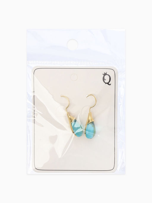 Серьги "Капля",  цвет голубой в золоте