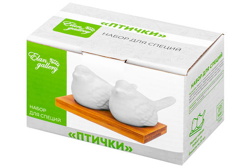 Набор д/специй 2 пр. 11*8*5,5 см 25 мл Птички на дерев. подставке - Elan gallery фото 5