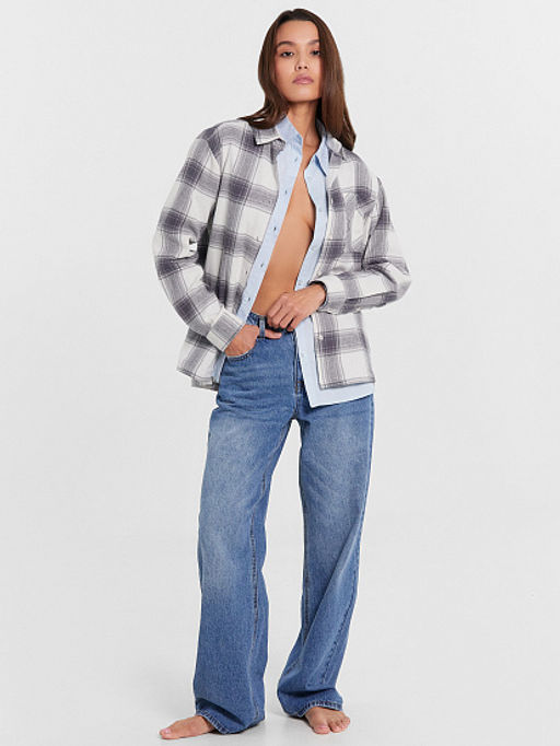 Брюки женские джинсовые wide leg fit в синем цвете синий 2024-2DTW101-2