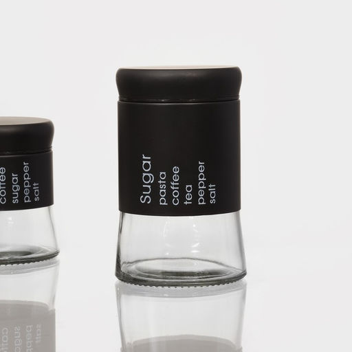 Набор банок стеклянных для сыпучих Трио, 3 предмета: 350/550/750 мл, 9.510.5/15/19.8 см, чёрный - Simaland фото 2