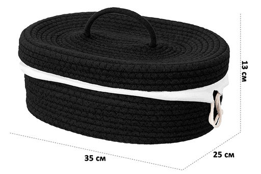 Хлебница плетеная с льняным мешком 35*25*13 см, черная - Elan gallery фото 2