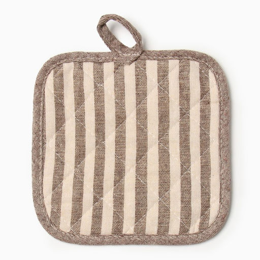 Набор кухонный «Доляна. Полоса»: коричневый, варежка-прихватка 25×17 см, прихватка 17×17 см, 50% п/э, 50% хлопок
