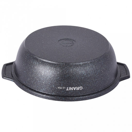 Кастрюля с антипригарным покрытием 3л, д29см "Granit Ultra", h8,5см, стеклянная жаропрочная крышка, ручка из термостойкого пластика, голубой гранит (Россия) - можно использовать металлические кухонные принадлежности