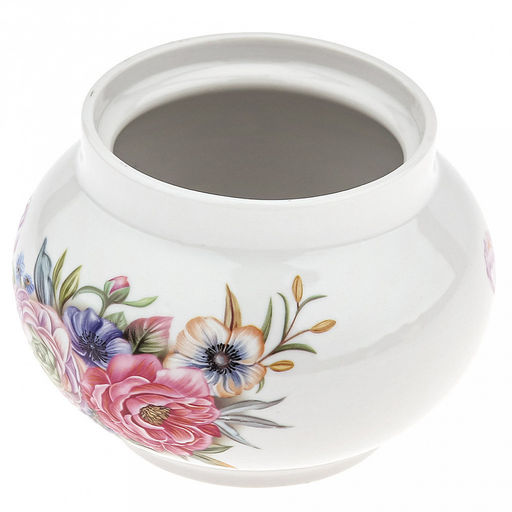 Сахарница фарфоровая "Розы 3D" 2 вариант 500мл, д12см, h9см, форма "Рубин" (Россия)