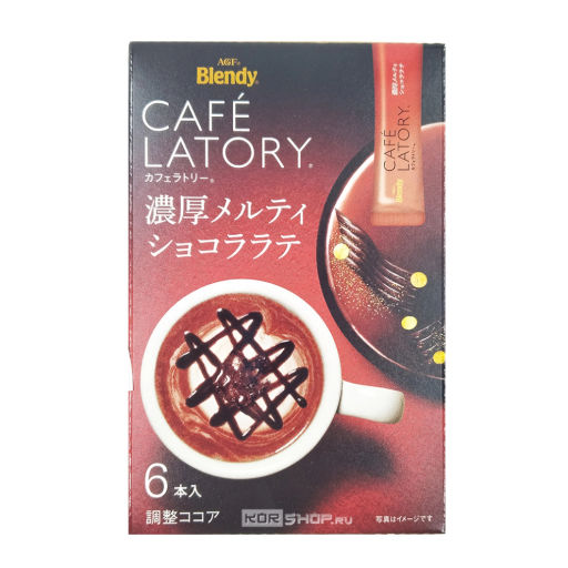 Растворимый напиток Латте шоколадный в стиках Cafe Latory Blendy AGF, Япония, 58,8 г (9,8 г х 6 шт.) Акция