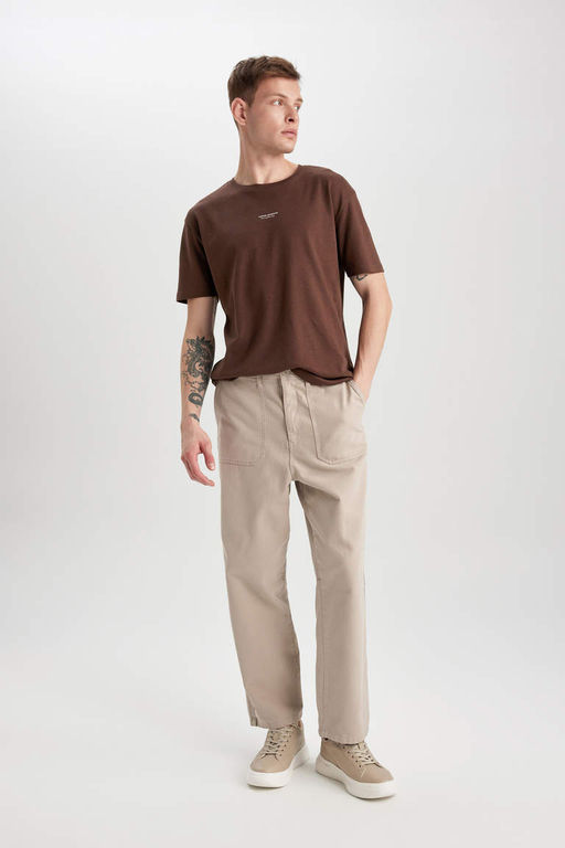 Мешковатые прямые брюки из габардина прямого кроя - Defacto фото 2