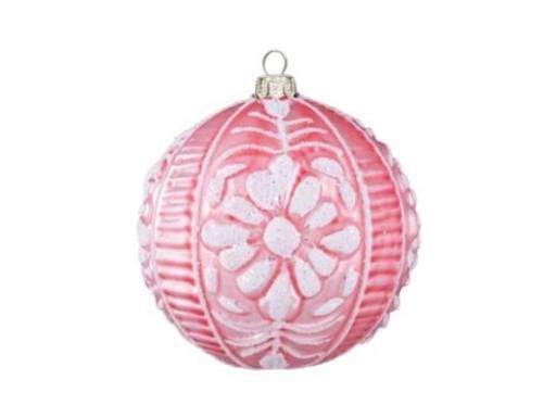 Шар "Пастораль" розово-белый (стекло), 10 см