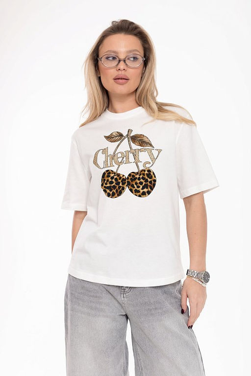 Футболка с принтом М326084Пм Молочный