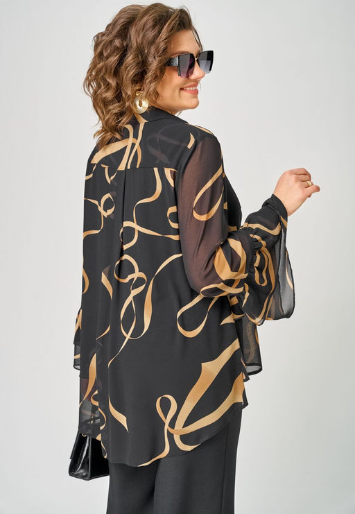 Блуза EVA GRANT 7221 принт ленты