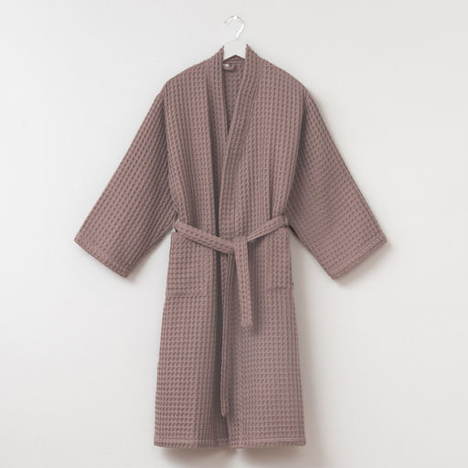 Халат вафельный женский удлинённый Этель «Boho» размер 46-48, цвет мокко, 100% хлопок, 290 г/м²