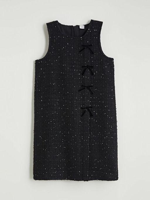 Bisiklet Yaka Fiyonk Detayl? K?z ?ocuk T?vit Elbise