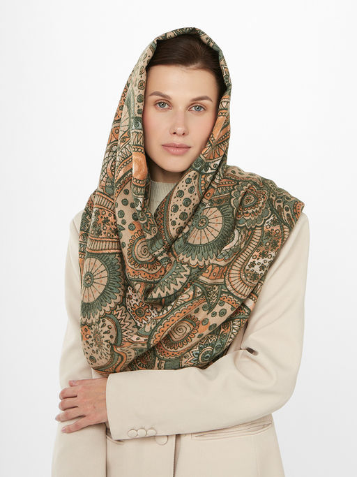 в составе ШЕРСТЬ и КАШЕМИР Большой, мягкий, теплый двусторонний палантин - Tantino фото 4