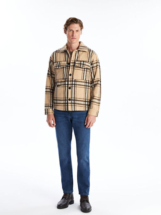 Regular Fit Uzun Kollu Ekose Erkek G?mlek Ceket