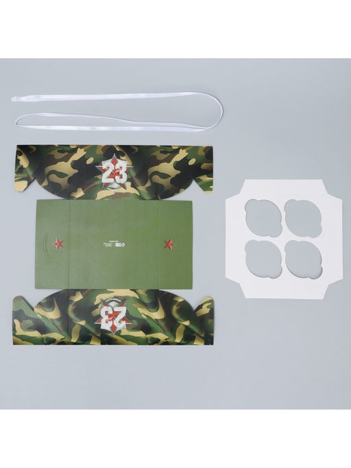 Цена за 5 шт. Коробка для капкейка, кондитерская упаковка, 4 ячейки, 23 февраля, 16?16?10 см