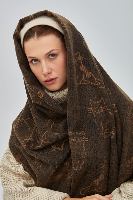 В составе шерсть. Большой теплый двусторонний палантин - Tantino фото 9