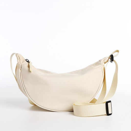 Сумка молодёжная на молнии, цвет молочный - Simaland фото 3