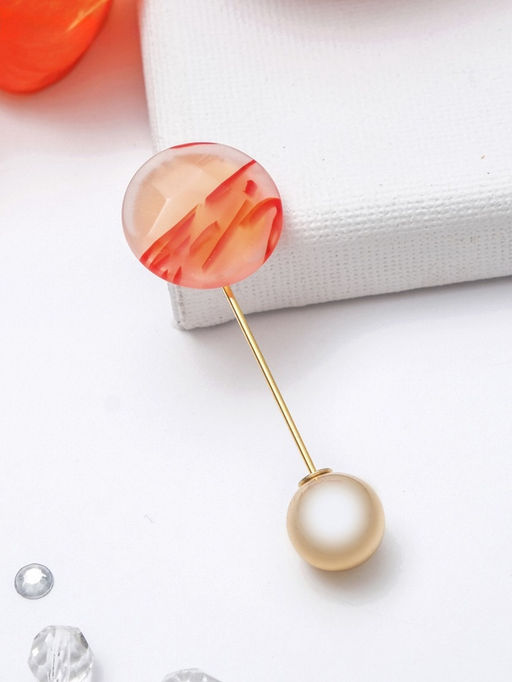 Основа Брошь-игла с шариком d=1.2 см (набор 5 шт.), L=5 см, площадка 1.5 см, цвет золото