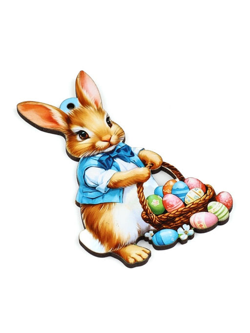 Цена за 2 шт. Подвеска деревянная на Пасху «Кролик», 6.7×10 см