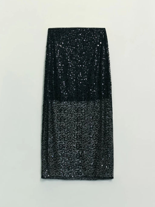 Двухслойная юбка миди c пайетками / Zarina