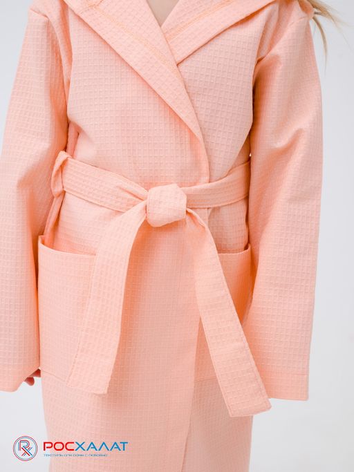 Детский вафельный халат с капюшоном нежно-персиковый В-07 (17) - Росхалат фото 5