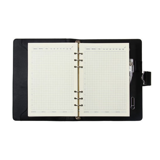 Органайзер на кольцах А5, 140 листов, в клетку, с ручкой, сканером пальца, зарядкой в подарочной коробке, обложка ПВХ, чёрный - Simaland фото 9