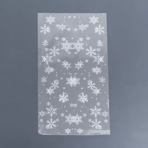 Цена за 50 шт. Пакет фасовочный новогодний БОПП, с новогодним рисунком Снег, 20?35 см