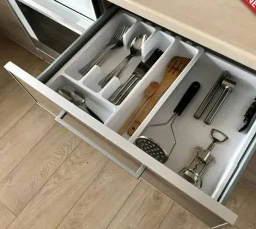 Лоток д/столовых приборов раздвижной "Смарт" белый