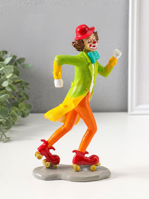 Фигура полистоун «Клоун на роликовых коньках», яркий разноцветный, 23.5 см