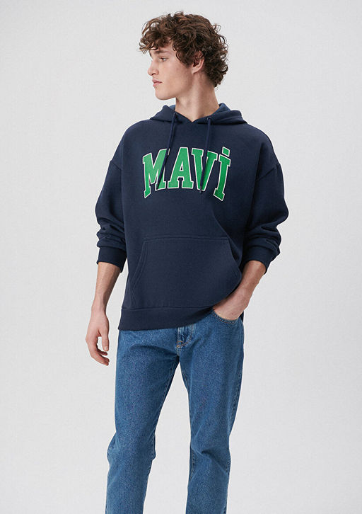 Mavi Logo Baskl Kaponlu Siyah Sweatshirt  фото 8