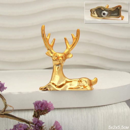 Фигурка Олень декоративный ручка 5,5х4,6 см / G-3115 /уп 50//500/1000/золото