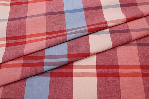 Вареный (стираный) хлопок Яркая клетка цв.бордовый/голубой, ш.2.5м, хл-100% - Купава фото 4