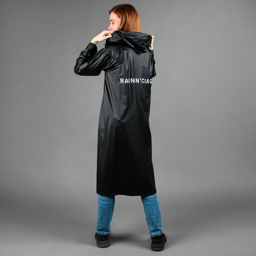 Дождевик взрослый плащ RAININ'CIAGA, размер 42-48, цвет чёрный