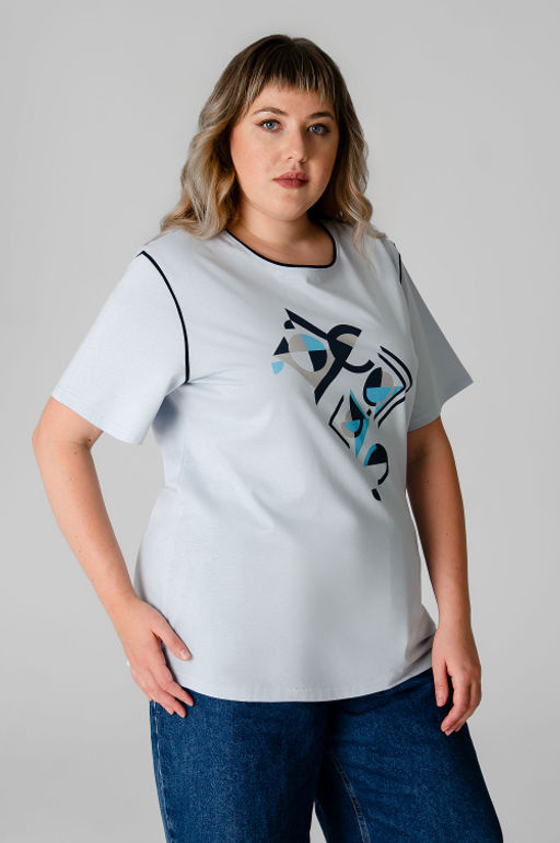 Арт. 31114 Футболка женская 50-58 (5 шт) Цвет:Голубой - Калинка фото 7