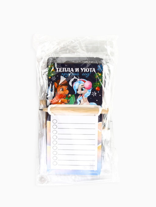 Цена за 5 шт. Магнит с блоком и карандашом Новогодний, МИКС